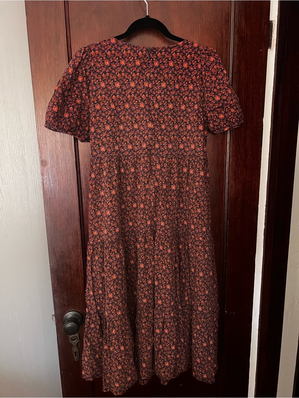 Madewell Aidy Square-Neck Tiered Midi Dress in Orchard Floral warm violet - Picture 9 of 11